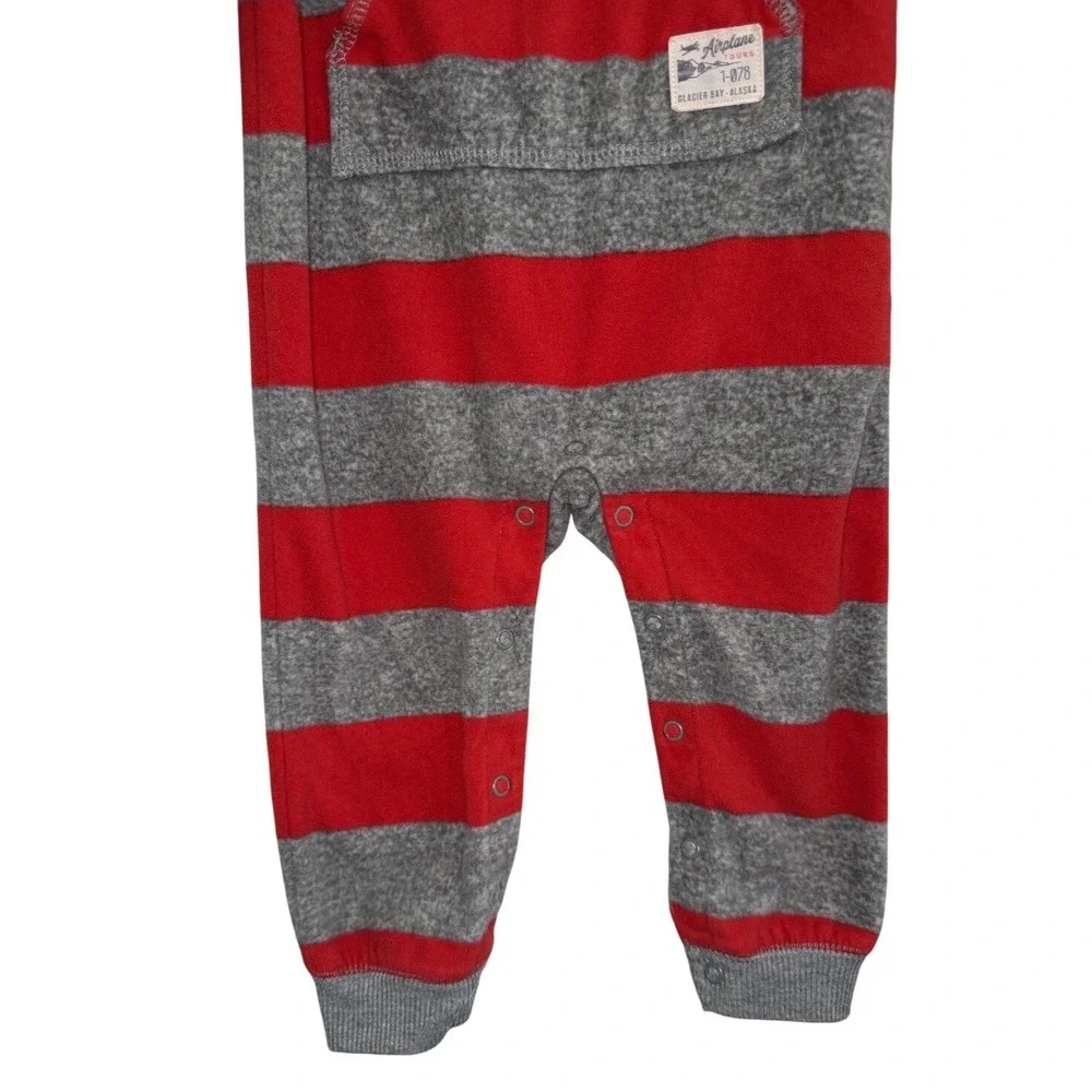 Carter's Fleece‎ One Piece Outfit Pajama Red Gray 24 Months